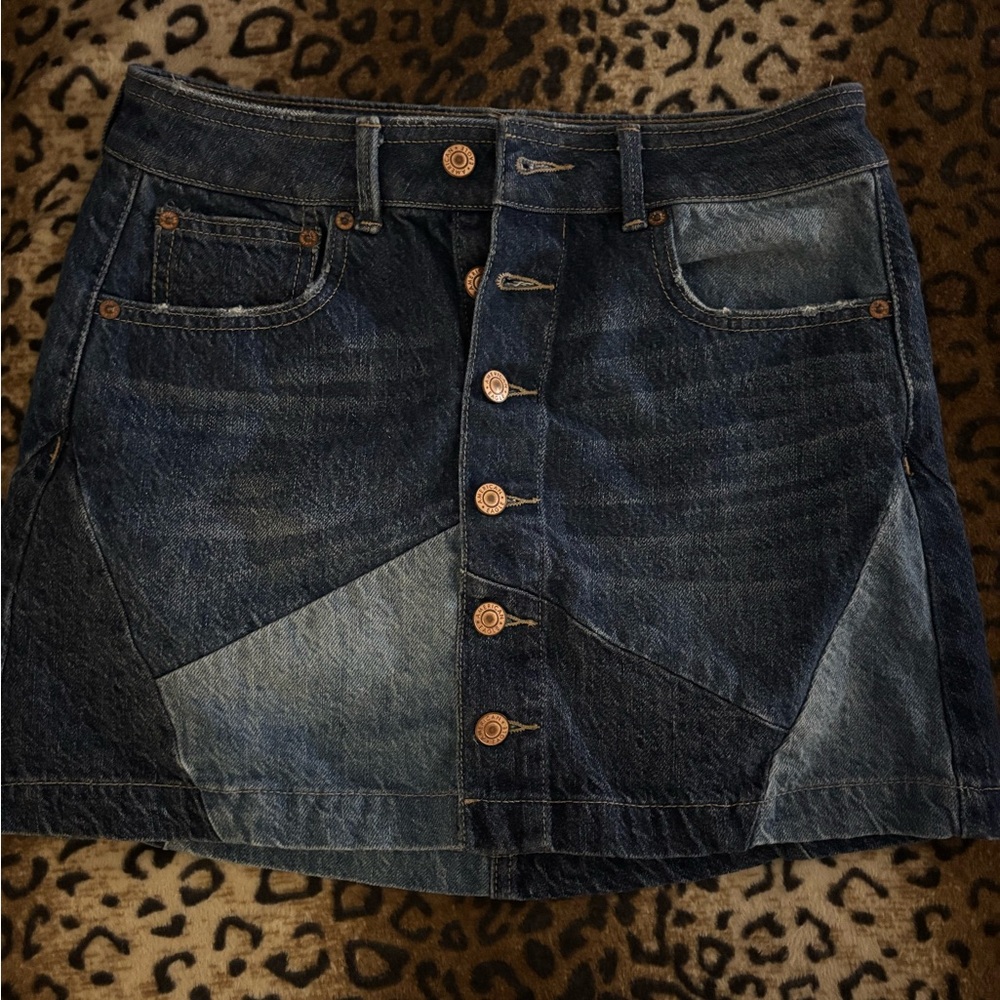 American Eagle Outfitters Dark Blue Denim A-Line Skirt